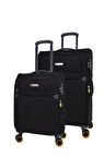 Pierre Cardin Ultra Light Hafif Lüx Kumaş Orta boy - Kabin Boy Valiz Siyah 04PC6000