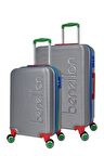 United Colors Of Benetton Lüx Abs 2'li Valiz Seti Orta Boy - Kabin Boy Gri BNT500