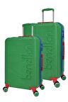 United Colors Of Benetton Lüx Abs 2'li Valiz Seti Büyük Boy - Orta Boy Yeşil BNT500