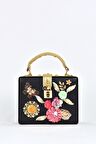 Elatae Kadın Omuz Askılı Çiçekli Abiye Günlük El Çantası Siyah 17605