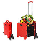 Balatlı Çok Fonksiyonlu Merdiven Çıkabilen Portatif Taşıma Arabası Kırmızı BY06-B