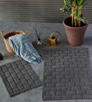 HC&W Wall 2'li Koyu Gri Banyo Paspası Seti