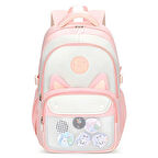 Muggle 3 Bölmeli Uniqe Cats Kolej Okul Sırt Çantası Pembe (MU-1841)