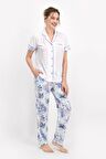 Pierre Cardin Floral Pattern Lila Kadın Gömlek Pijama