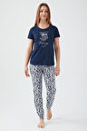 Pierre Cardin Friday Feelings Lacivert Kadın Kısa Kol Pijama Takım