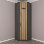 Kale 1 Kapaklı Köşe Dolap + Yüklük Antrasit Dore 235CM