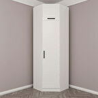 Kale 1 Kapaklı Köşe Dolap + Yüklük Beyaz 255CM