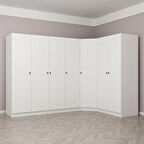 Minar Kale190 7 Kapaklı 2Ç Köşe Dolap Beyaz Mebran 190CM