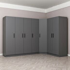 Minar Kale 7 Kapaklı 2 Ç Köşe Dolap Antrasit 190CM