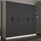 Minar Kale 210 Cm 6 Kapaklı 2B Raf Portmanto Beyaz Antrasit