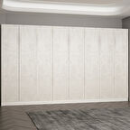 Minar Kale 210 Cm 8 Kapaklı 4B Raf Portmanto Beyaz Eskitme Beyaz