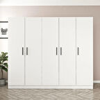 Minar Kale 5 Kapaklı Zincir Dolap - Gardrop - Beyaz 190CM