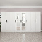 Kale 8 Kapak Aynalı 2 Çekmece Zincir Dolap - Beyaz 190CM