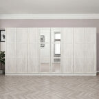 Kale Country 8 Kapak Aynalı 2Ç Zincir Dolap - Eskitme Beyaz 190CM