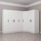 Kale 7 Kapak 2Ç Köşe Zincir Dolap - Beyaz 190CM