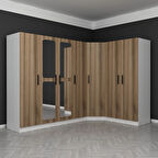 Kale 7 Kapaklı Aynalı 2Ç Köşe Dolap - Dore 190CM