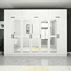 Kale 7 Kapaklı Aynalı Zincir Dolap-Yüklük - Beyaz 235CM