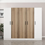 Kale 7 Kapaklı 4 Çekmeceli - Dolap - Beyaz/Pera 190CM