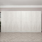 Kale Country 8 Kapak 4 Çekmece Zincir Dolap - Eskitme Beyaz 210CM