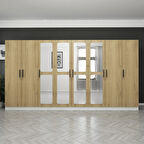 Kale 8 Kapaklı Aynalı 4Ç Dolap - Pera Ceviz 210CM