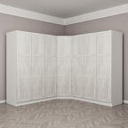 Kale Country 7 Kapak 4Ç Köşe Zincir Dolap - Eskitme Beyaz 210CM