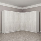 Kale Country 8 Kapak 4Ç Köşe Zincir Dolap - Eskitme Beyaz 210CM