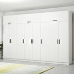 Minar Kale 8 Kapaklı 2 Çekmeceli Dolap Ve Yüklük Beyaz 255CM