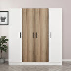 Kale 4 Kapaklı 2 Çekmeceli - Dolap - Beyaz/Dore 210CM