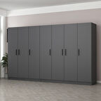 Minar Kale 7 Kapaklı 4 Çekmeceli Dolap Antrasit 210CM