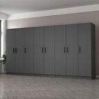 Minar Kale 8 Kapaklı 4 Çekmeceli Dolap Antrasit 210CM