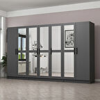 Minar Kale 7 Kapaklı 5 Aynalı 2 Çekmeceli Dolap Antrasit 210CM