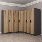 Kale 7 Kapaklı 4 Çekmeceli Dolap Antrasit Dore 210CM