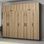 Minar Kale 6 Kapaklı 2 Çekmeceli Dolap Ve Yüklük Antrasit Dore 235CM