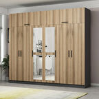 Minar Kale 6 Kapaklı 2 Aynalı 4 Ç Dolap Ve Yüklük Antrasit Dore 235CM