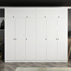 Minar Kale 6 Mebran Kapaklı 4 İç Çekmeceli Dolap Ve Yüklük Beyaz 255CM