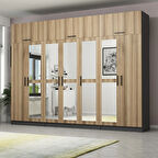 Minar Kale 7 Kapaklı 5 Aynalı 2 Ç Dolap Ve Yüklük Antrasit Dore 255CM