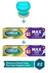 Corega Maksimum Kontrol Protez Yapıştırıcı Krem 40gr 2 ADET + Protez Diş Saklama Kutusu CBKSHOP