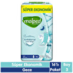 Molped Süper Ekonomik Antibakteriyel Ped Gece 16 Adet