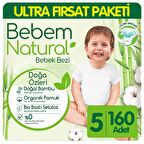 Bebem Natural Bebek Bezi Ultra Fırsat Paketi 5 Beden 80x2 160 Adet