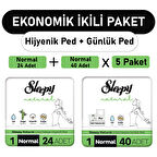Sleepy Natural Ultra Ped Normal 24 Adet + Uzun Günlük Ped 40 Adet x5 Paket