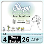 Sleepy Bio Natural Premium Plus Hijyenik Ped Mega Paket Gece Extra 26x5 130 Adet