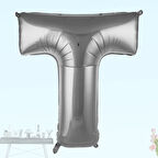 T Harf Folyo Balon, 100 cm - Gümüş