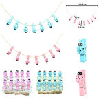 İpli ve Uğur Böcekli Mandal - ( 10 Adet ) MAVİ