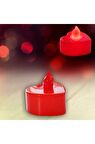 Led Işıklı Pilli Tealight Kalp Mum, 4 Cm X 2 Cm - Kırmızı Işık