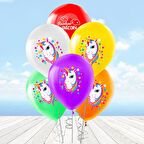 Rainbow Unicorn Balon - 6 Adet