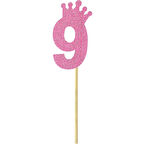 Eva Simli Rakam Pasta Süsü, 19cm x 7,5cm - 1 Adet Pembe 9