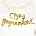 İyi Bayramlar Metalik Altın Banner - 2.10 mt