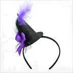 Halloween Tüylü Şapka Taç - Mor SüSLü