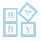 Baby Yazılı Şeffaf Balon Kutusu, 30cm x 4 Adetli Set - Mavi