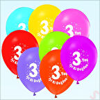  3.Yaş Doğum Günü Pastel Balon, 30cm x 6 Adet
